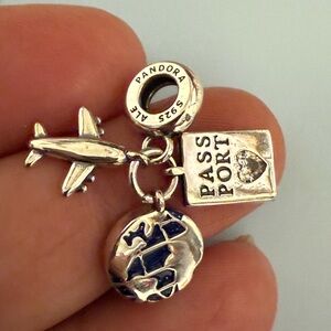 Pandora Silver and Blue Travel Charm